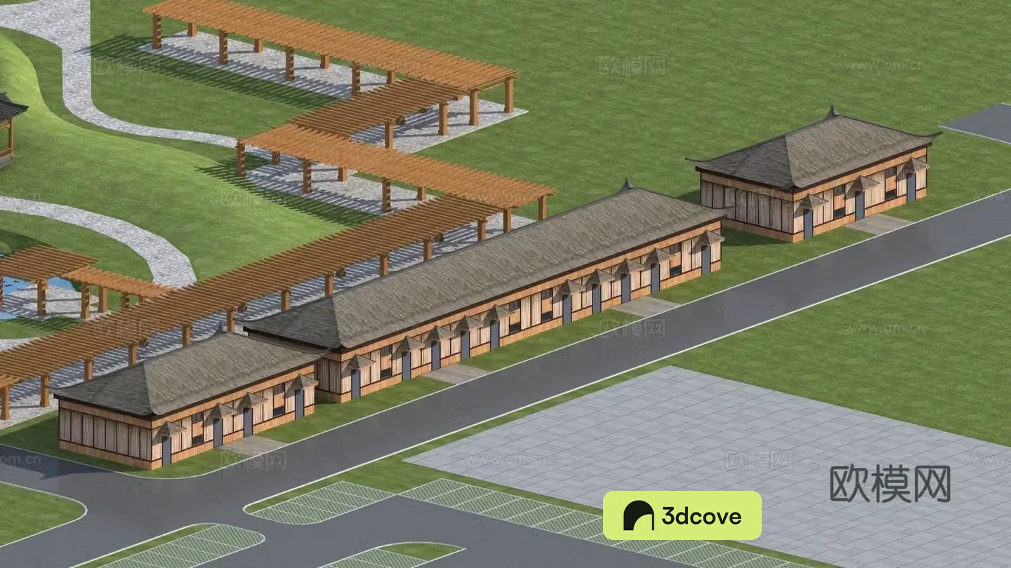 Chinese-style thatched house shack ancient building single