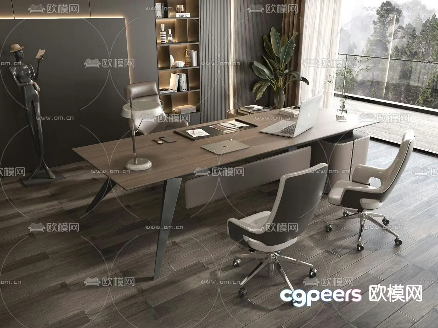 Desk table boss desk executive desk manager desk 3d model