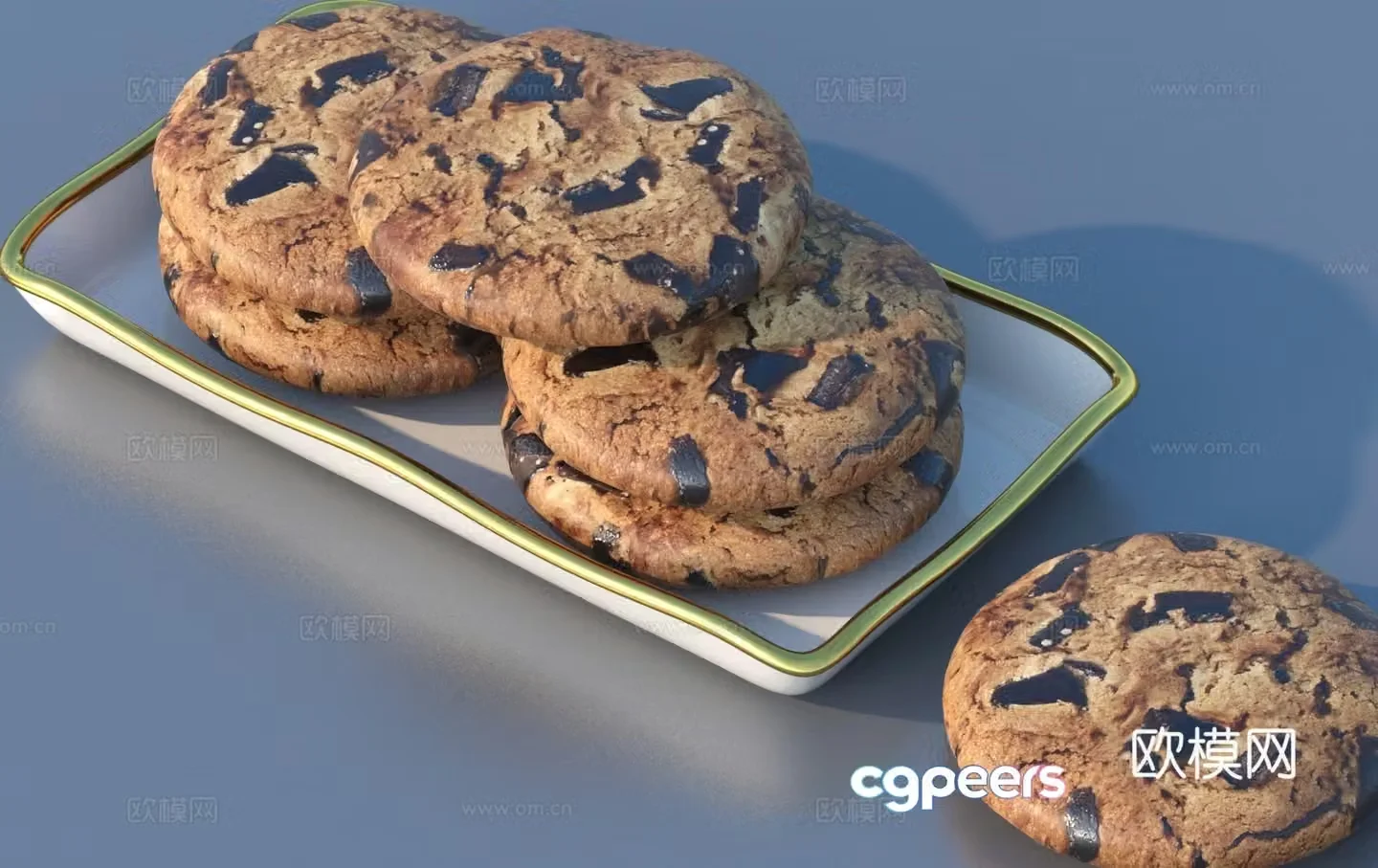 bread dessert cookie flatbread baked cake 3d model