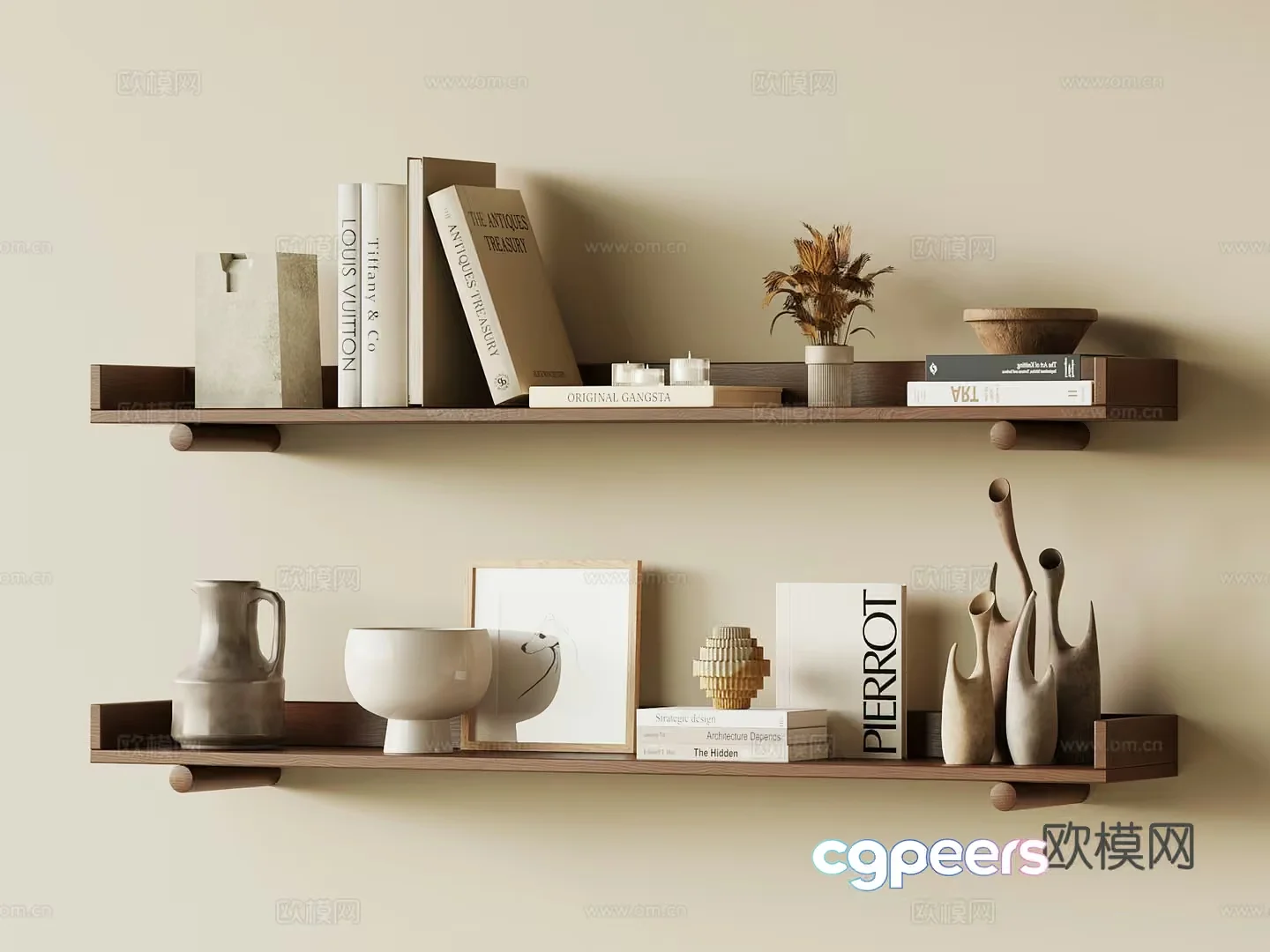 Modern Wooden Shelves 3D Model – 1873 – VRAY Render
