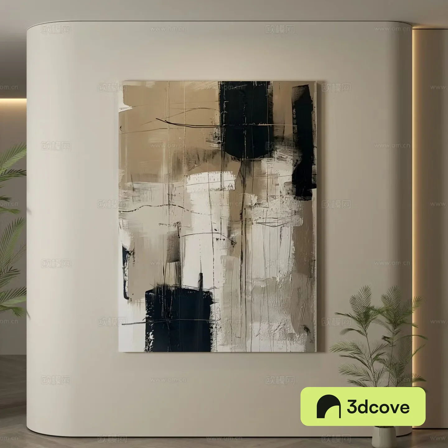 Modern hanging paintings Wasabi wind hanging paintings texture paintings abstract paintings decorative paintings 3D model