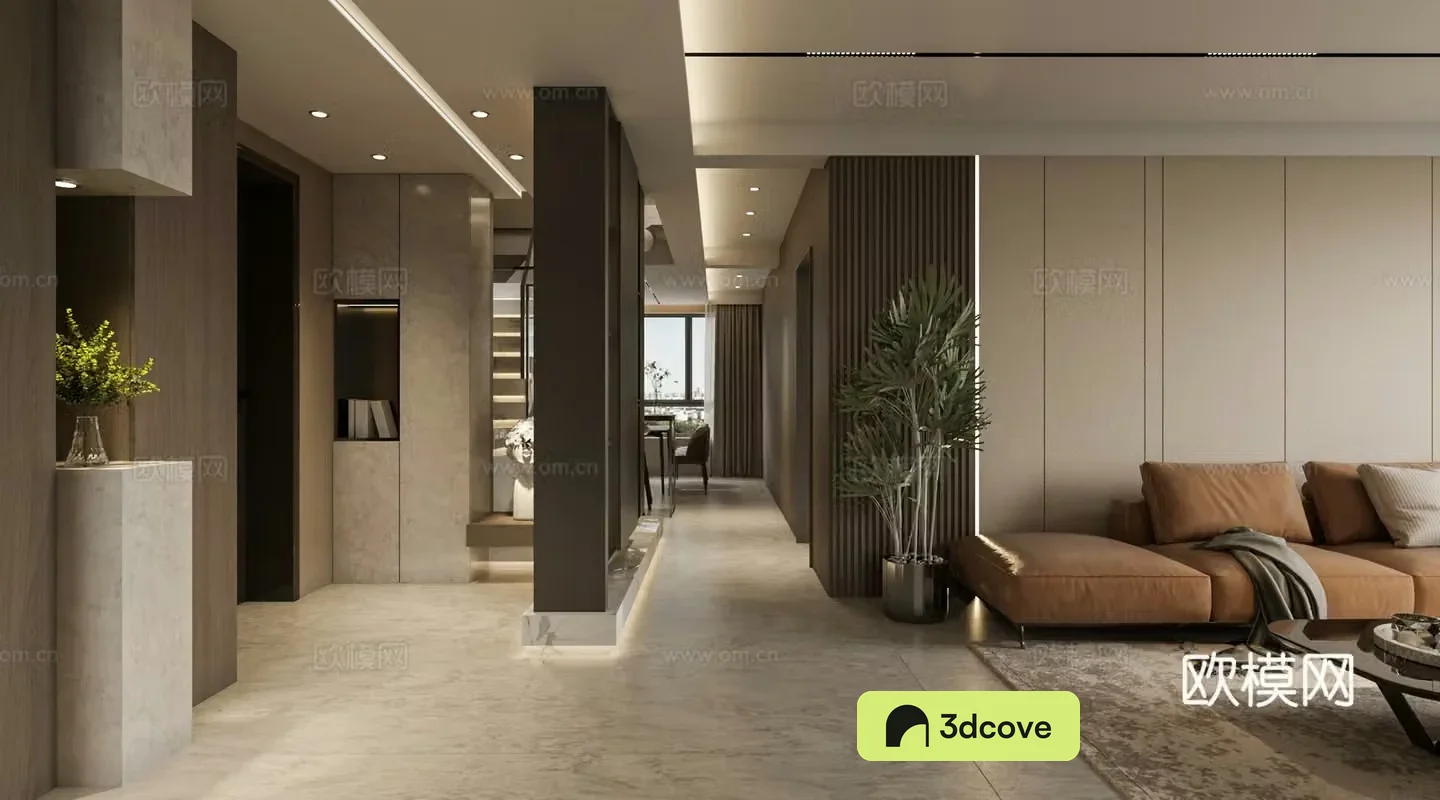 Modern light luxury living and dining room