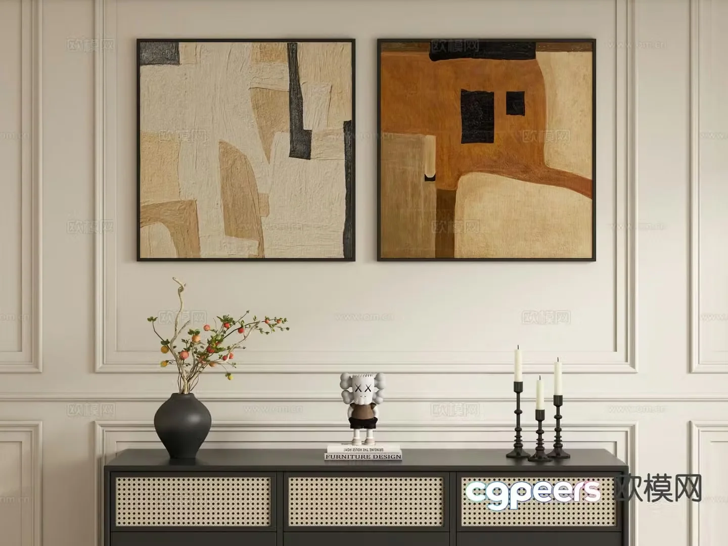 Wabi-sabi art painting texture painting decorative painting 3d model