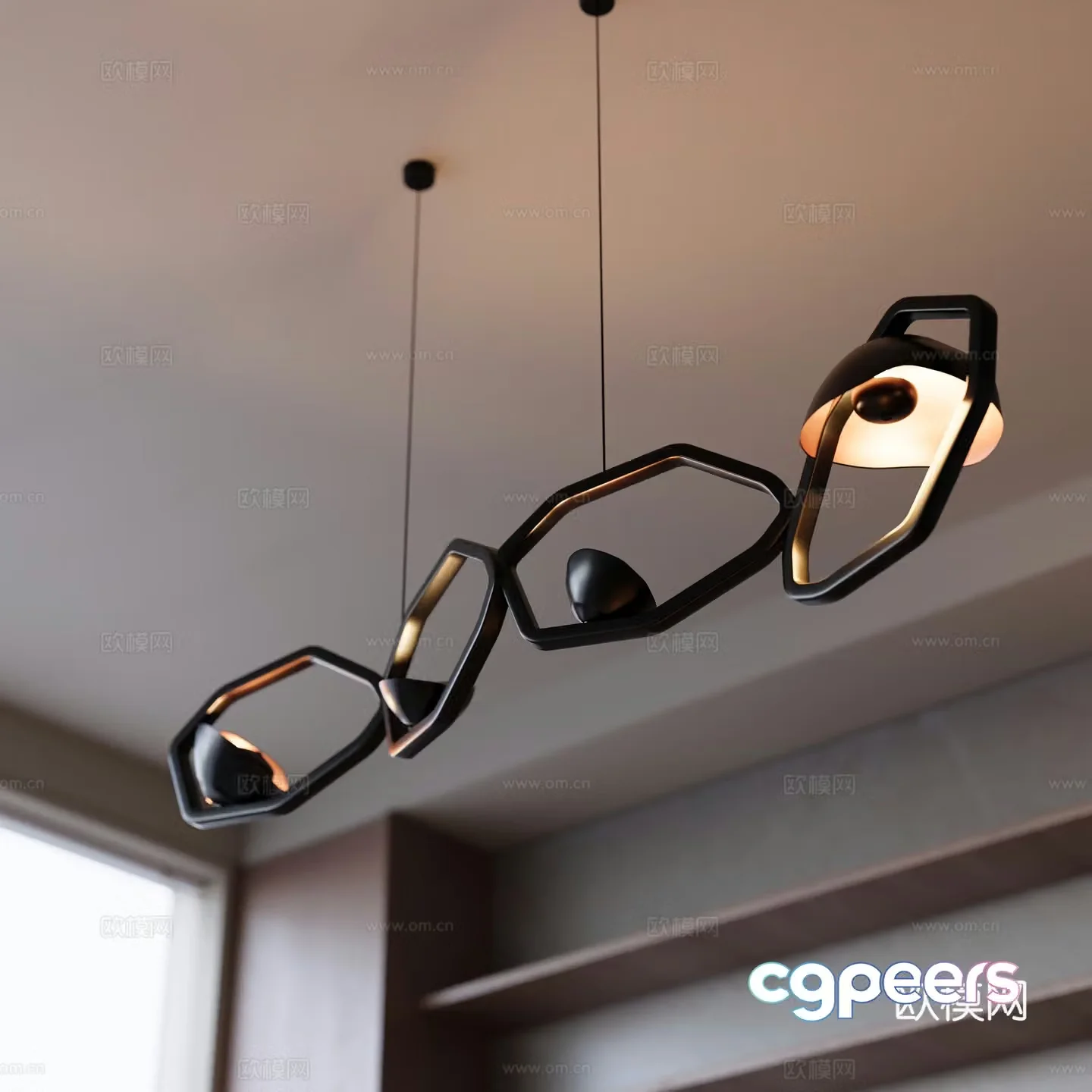 Modern shape restaurant art chandeliers 3d model