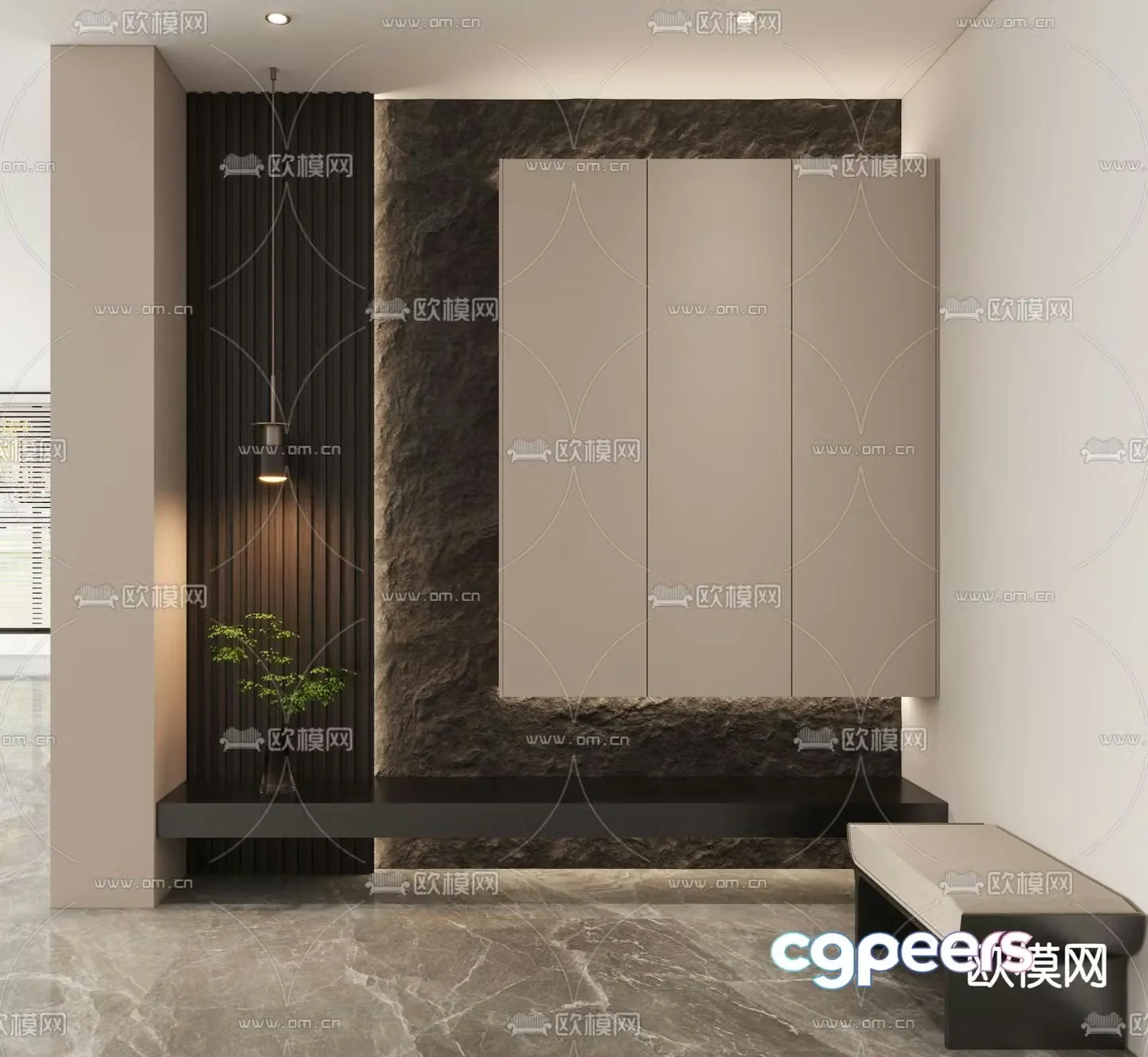 Modern entryway cabinet shoe cabinet 3d model
