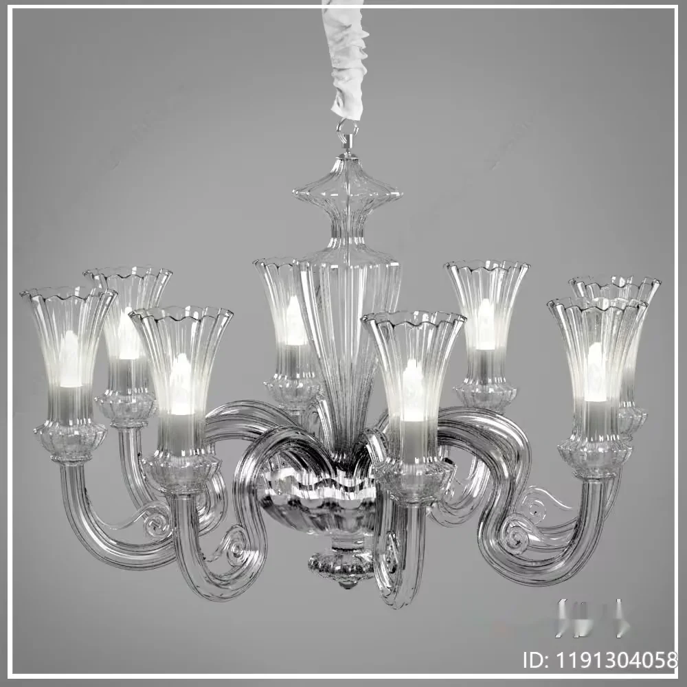 Modern Glass Chandelier 3D Model – 17301 – VRAY Render