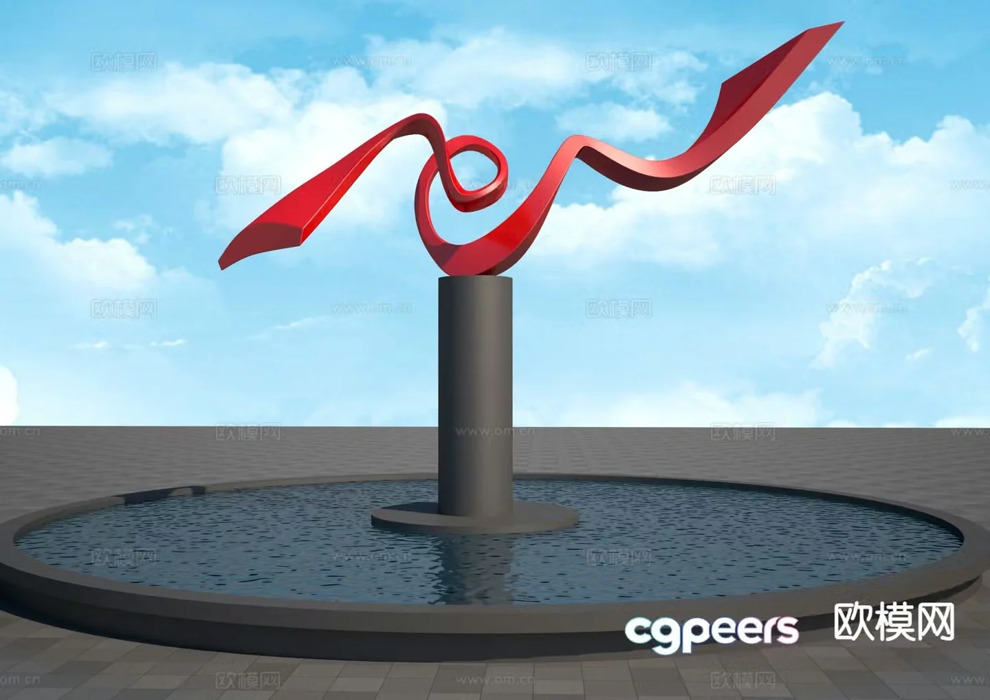 Streamer sculpture landscape sculpture 3d model