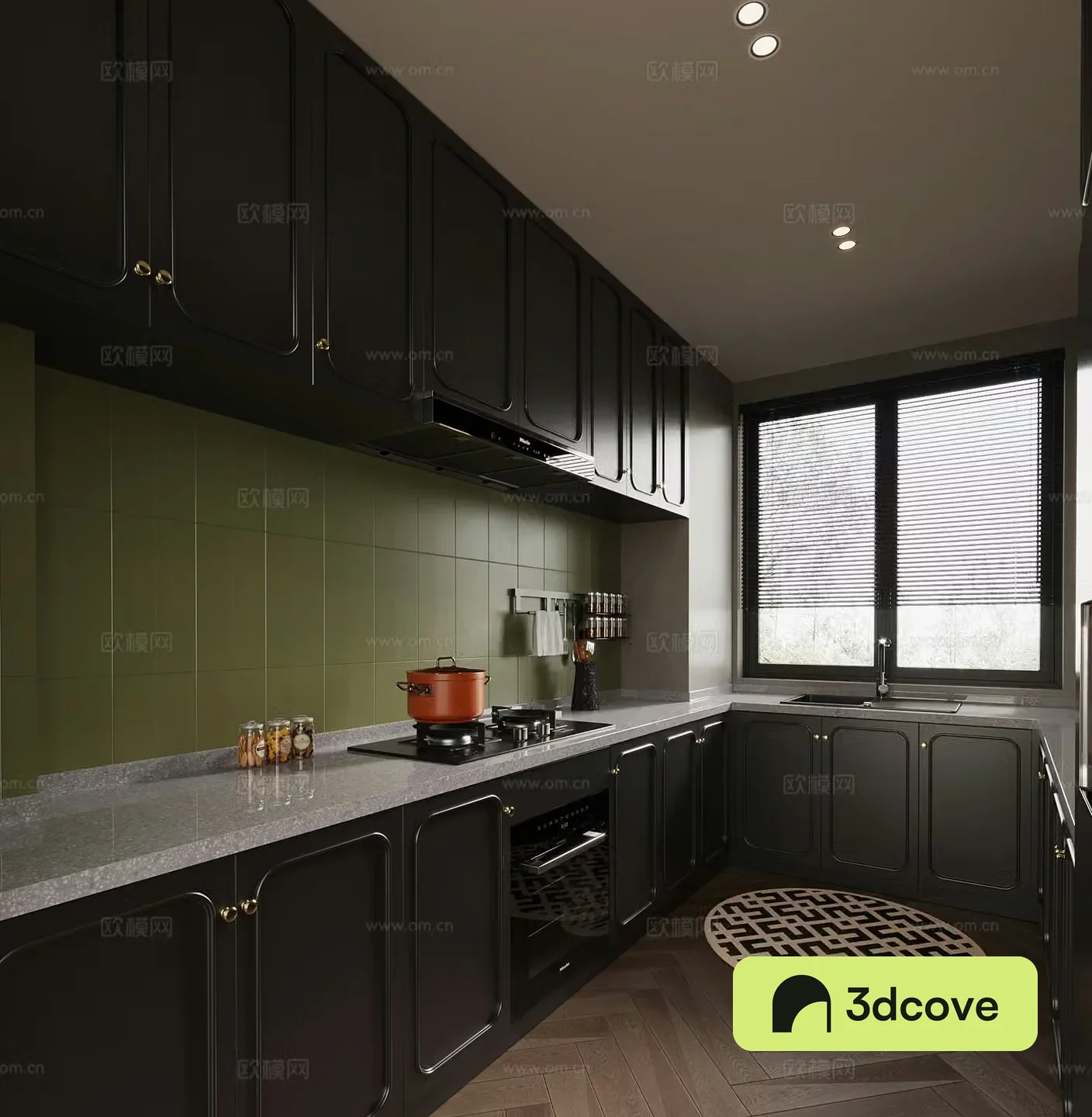 French kitchen dishwasher range hood gas stove