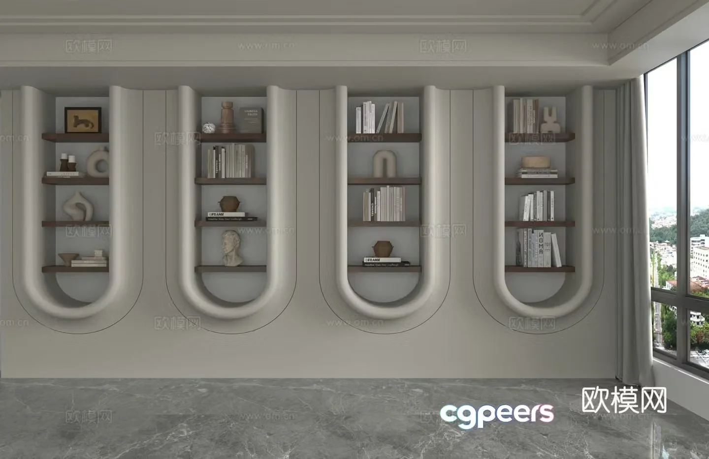 Modern bookcase 3d model