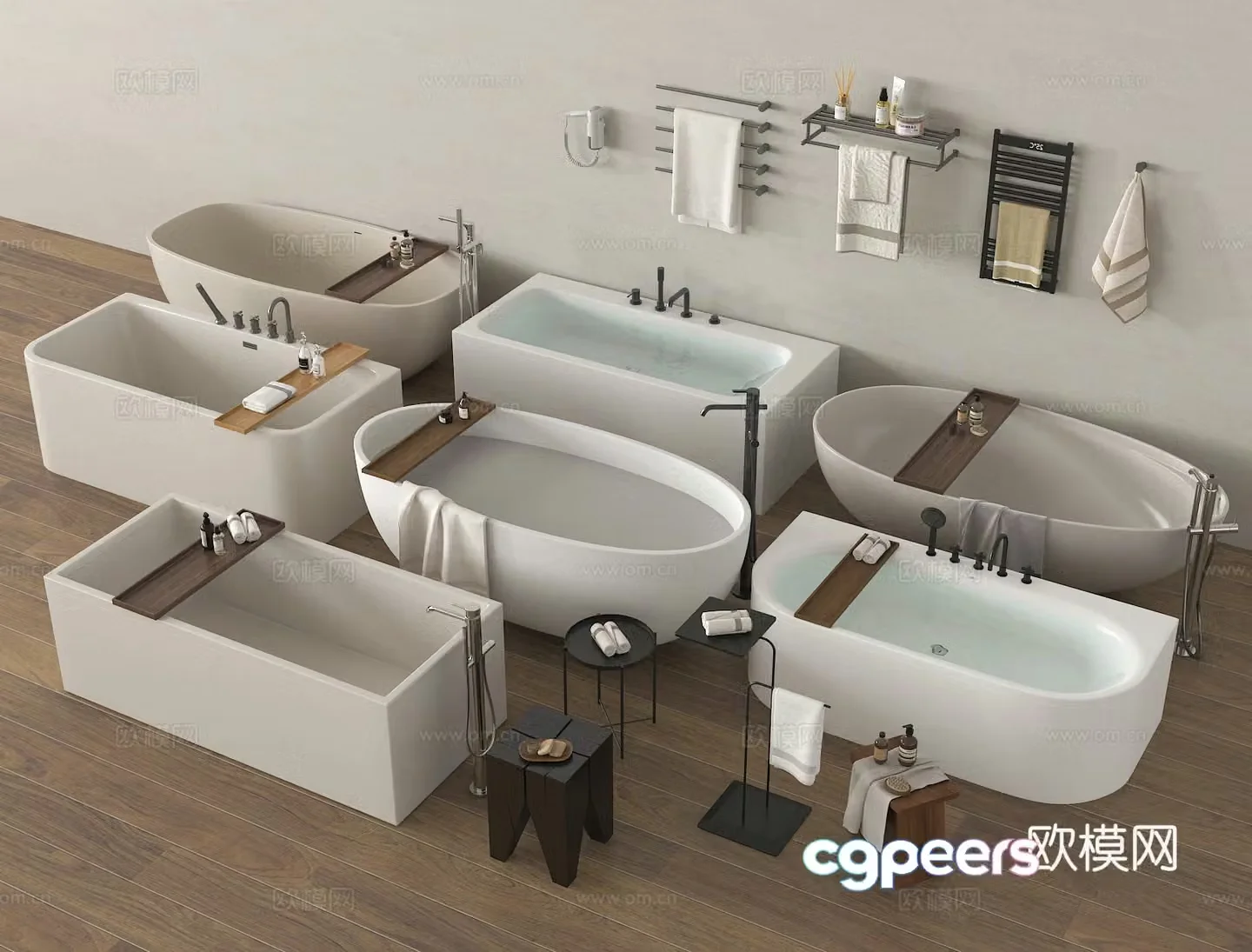 Bathtub Bathtub Towel Rack 3D Model