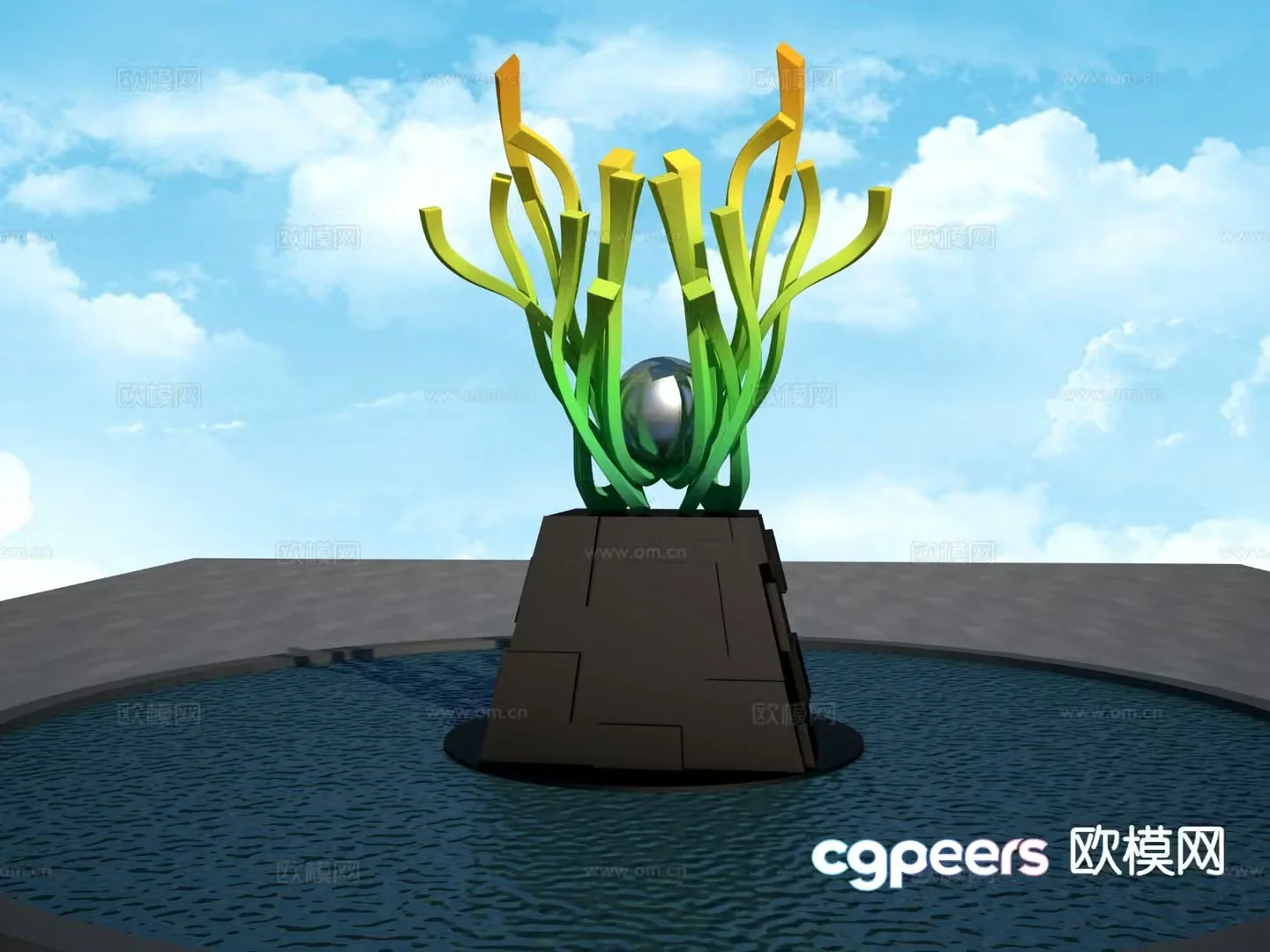 Streamer sculpture landscape sculpture 3d model
