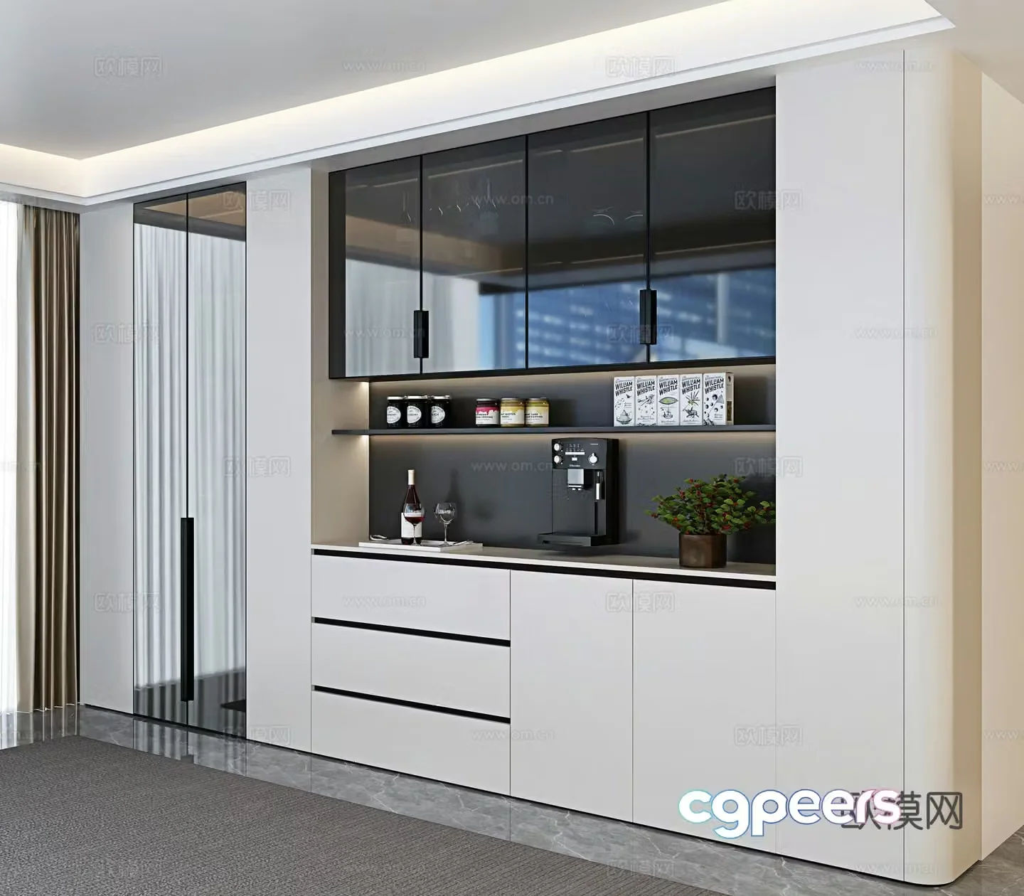 Modern sideboard wine cabinet 3d model
