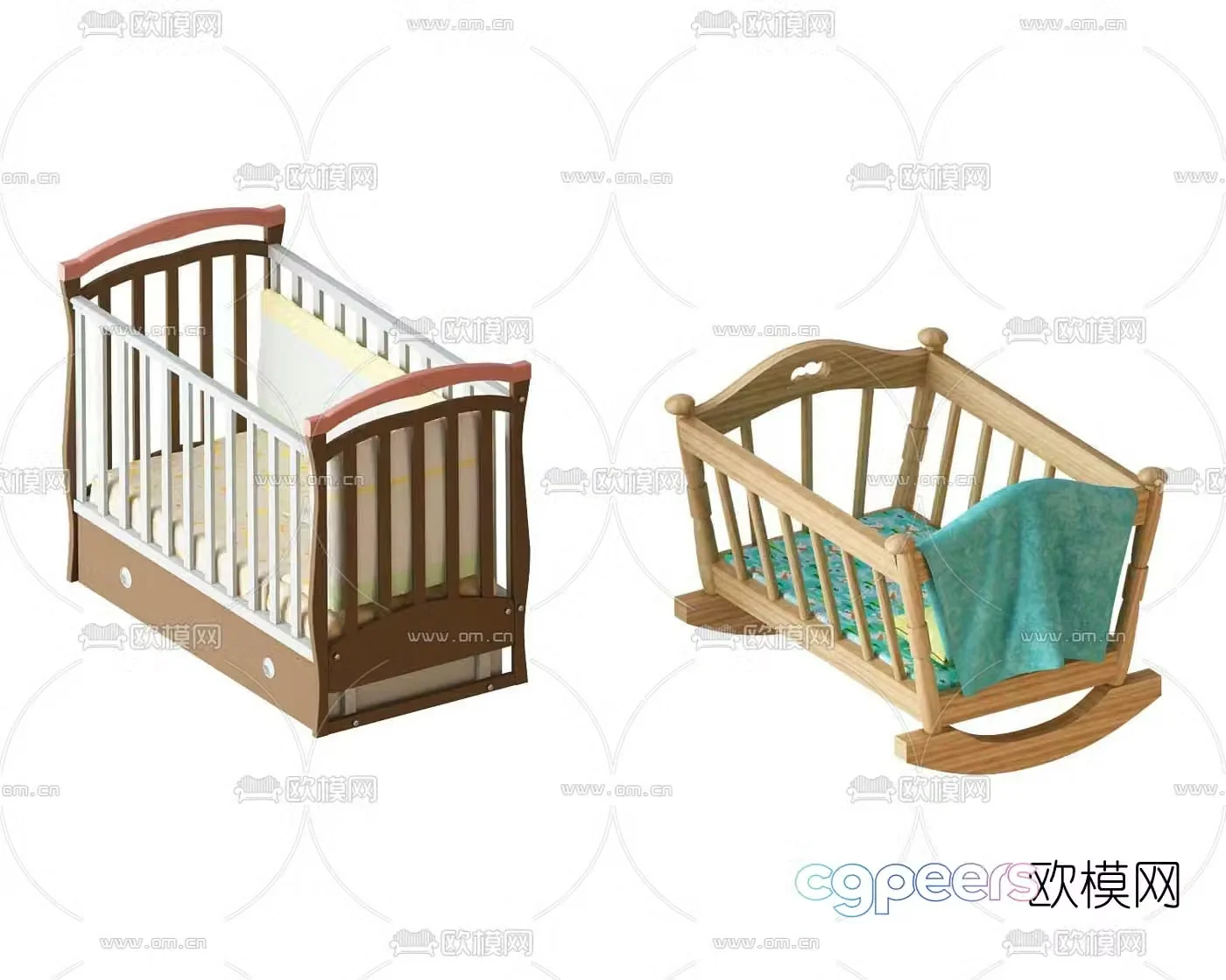 Nordic cradle crib 3d model