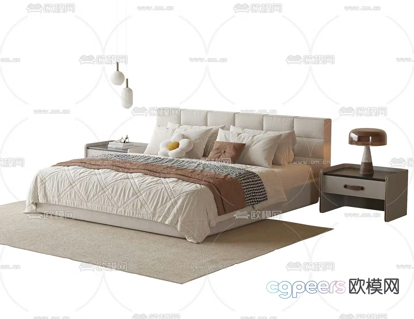 Modern double bed 3d model