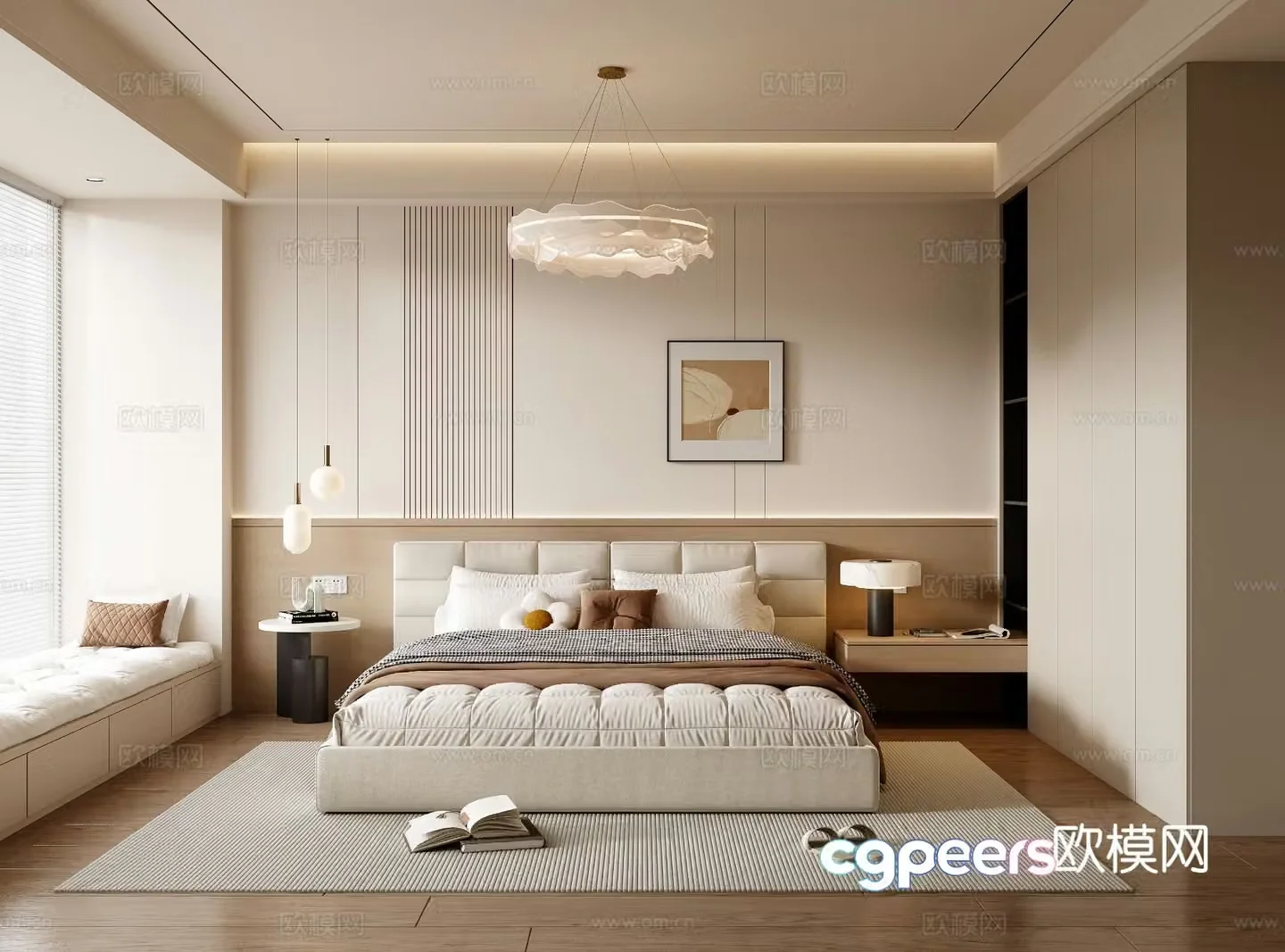Cream style bedroom master bedroom 3d model