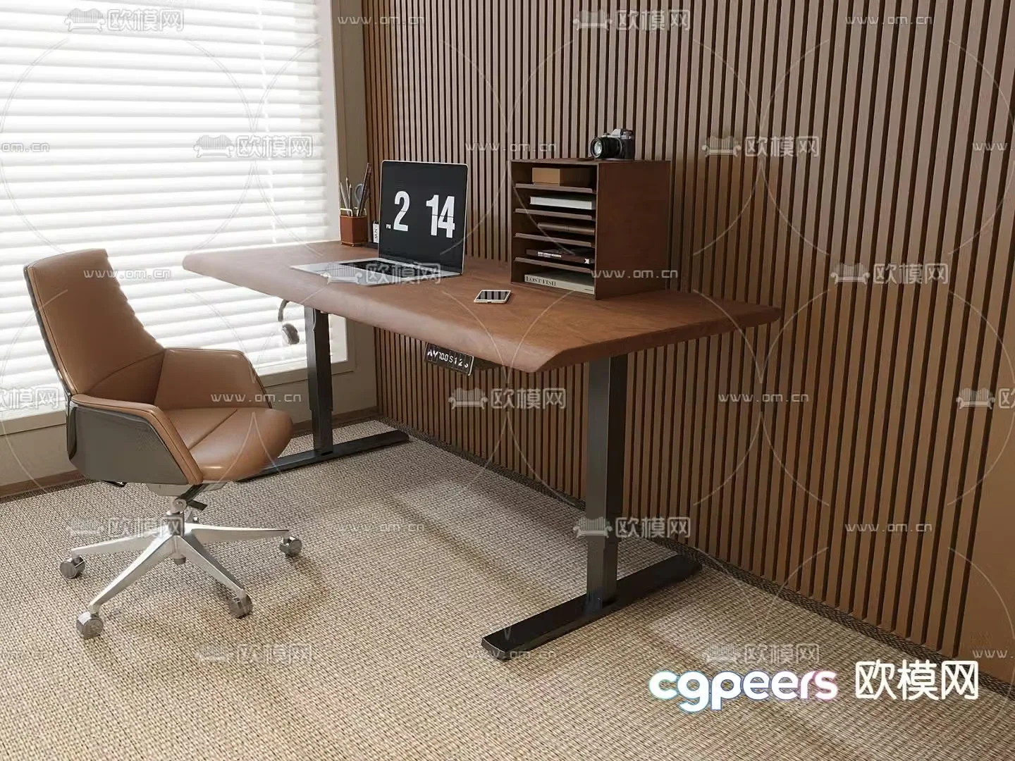Medieval style desk chair computer desk 3d model