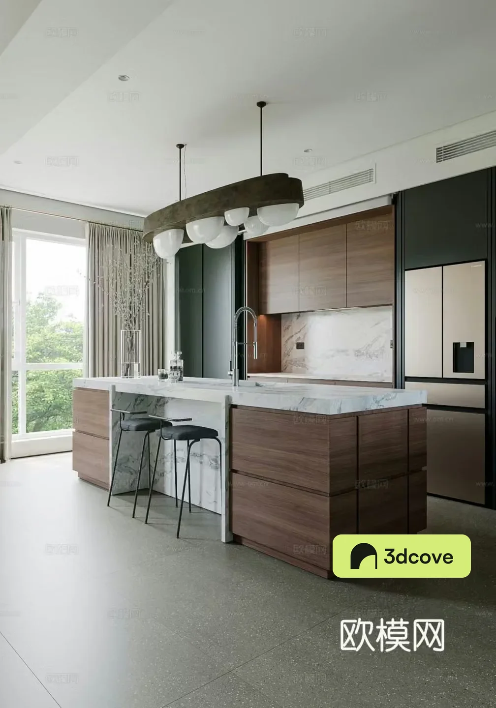 Modern minimalist restaurant Open kitchen Bar restaurant Island restaurant Villa restaurant