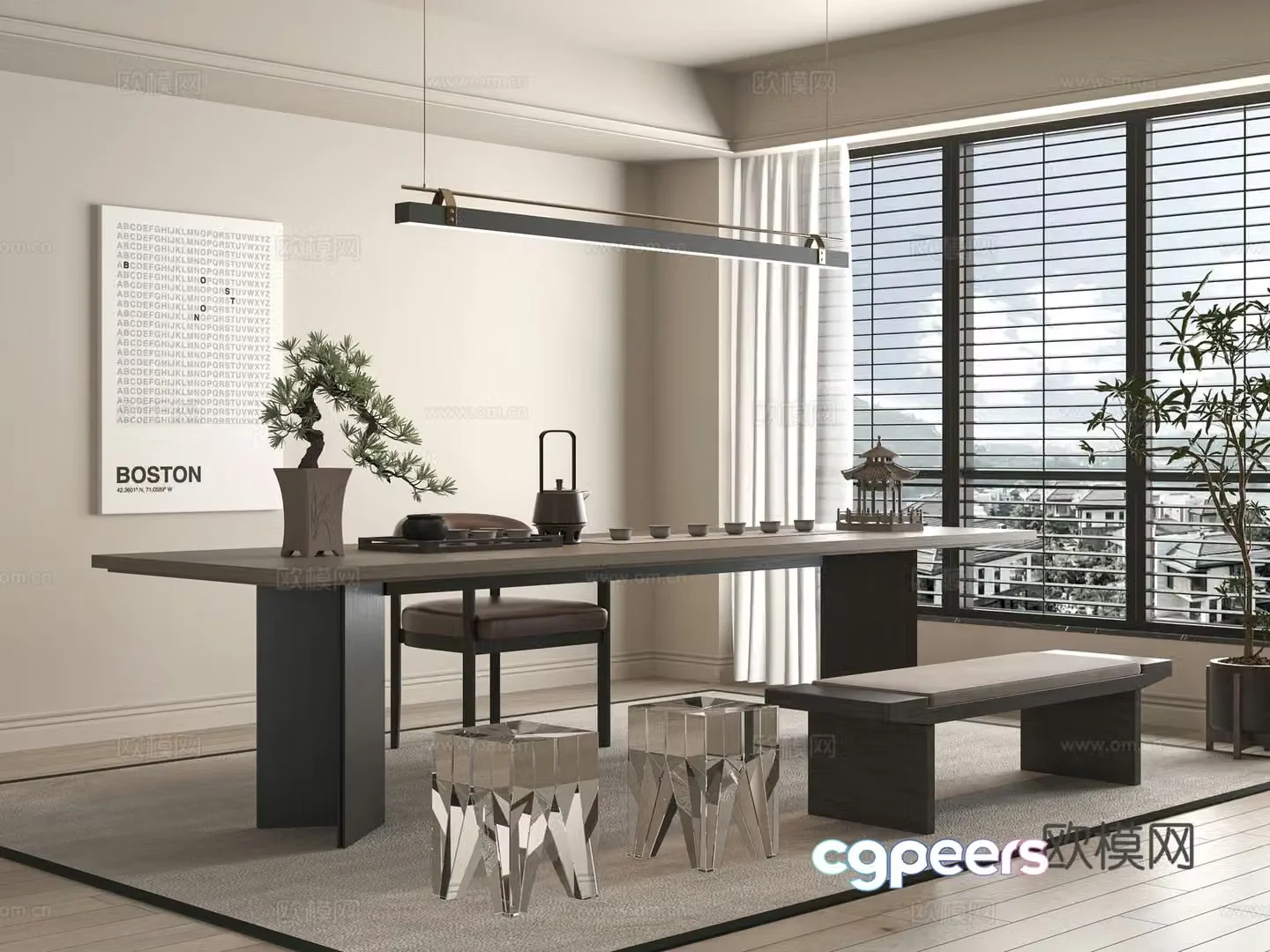 Modern tea table and chair 3d model
