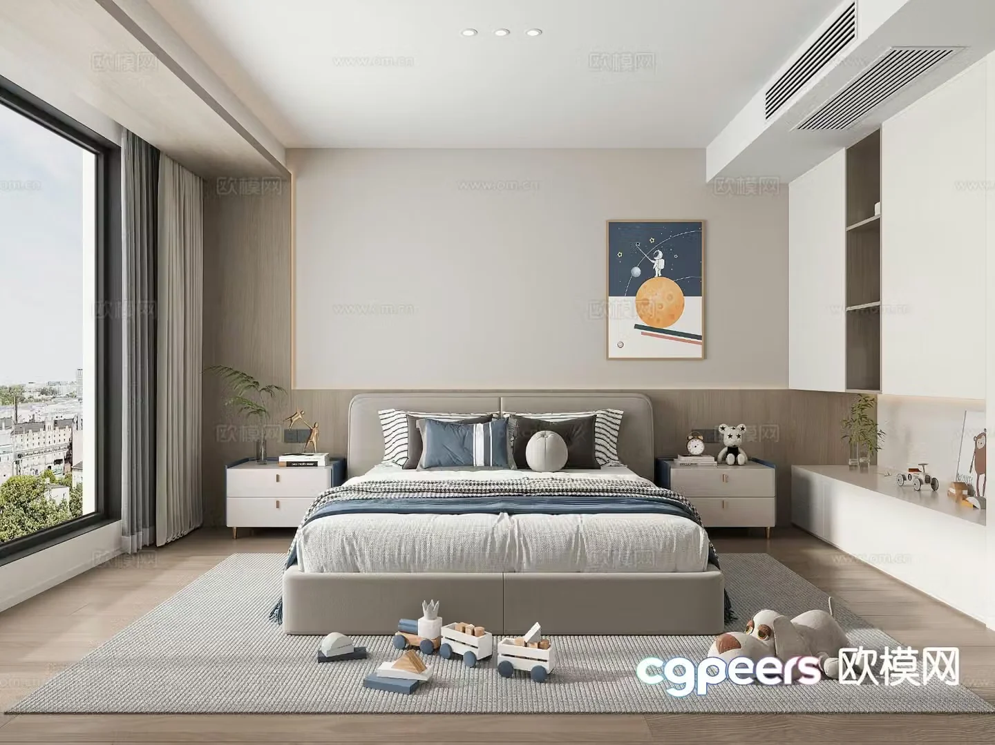 Modern bedroom teen room boy room 3d model