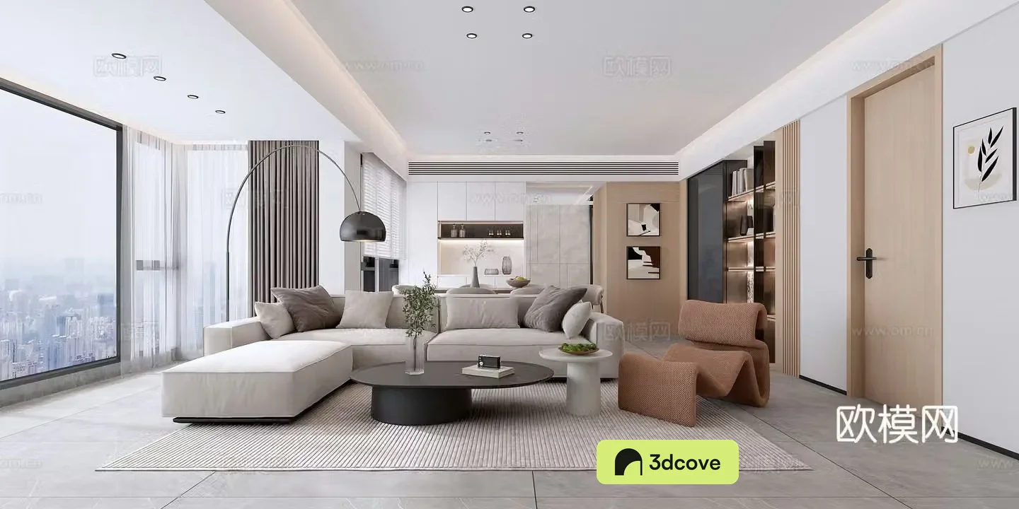 Modern living and dining room
