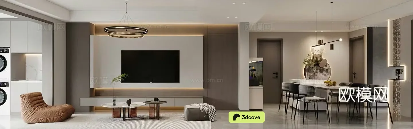 Modern minimalist living restaurant