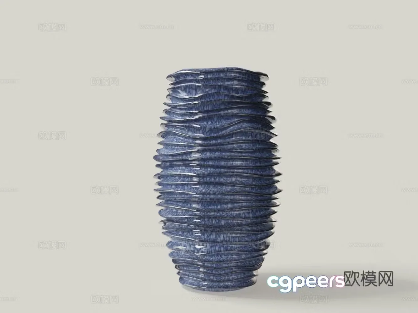 Modern ceramic thousand-layer blue background white dot waist jar 3D model