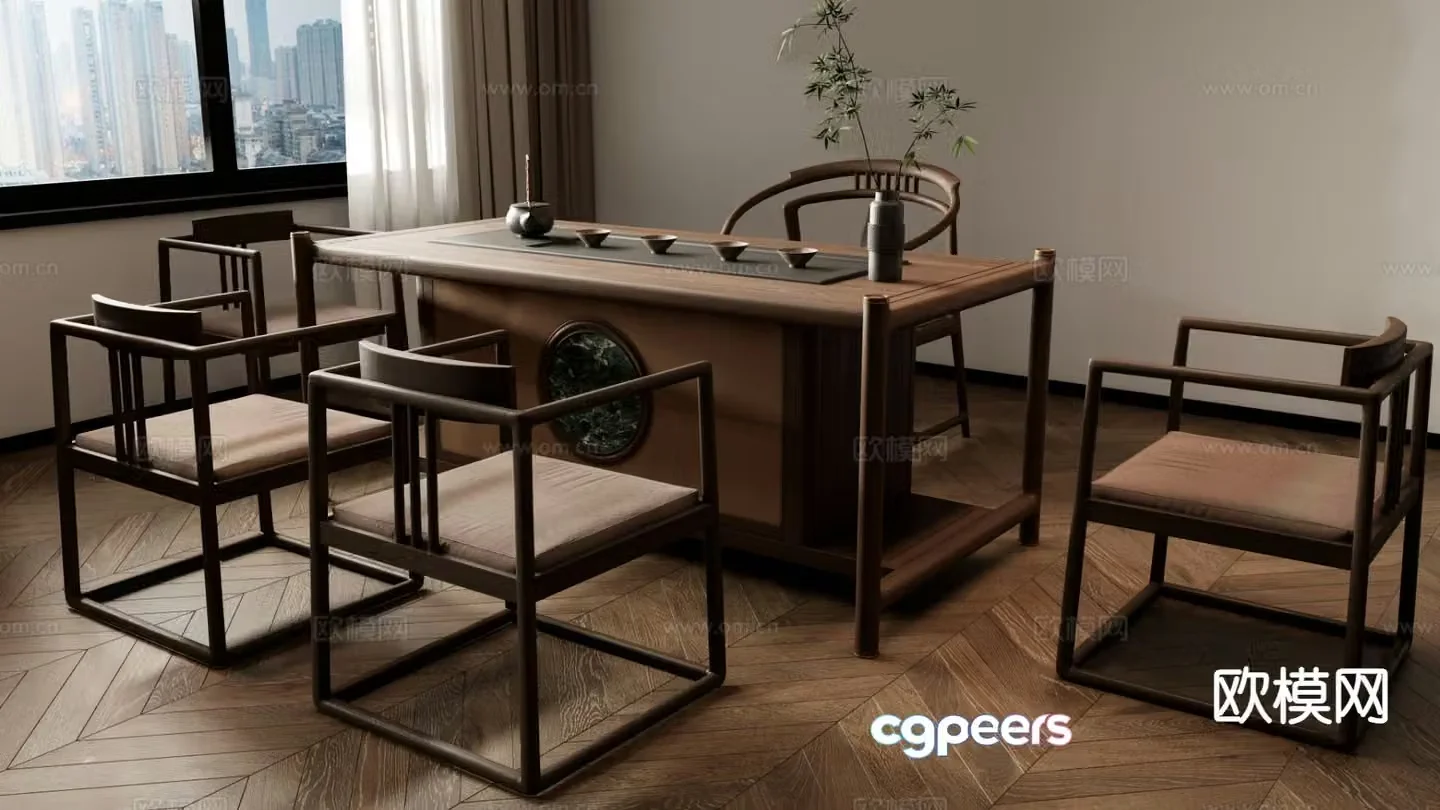 New Chinese style tea table tea table 3d model