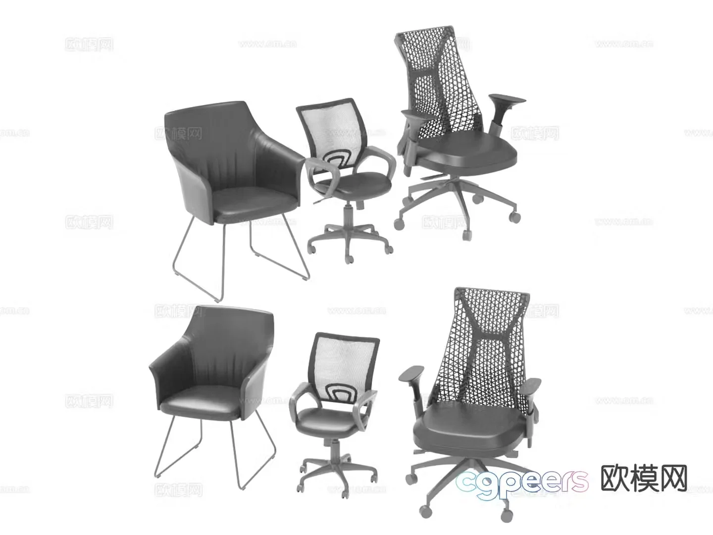 Modern office chair shift chair staff chair 3d model