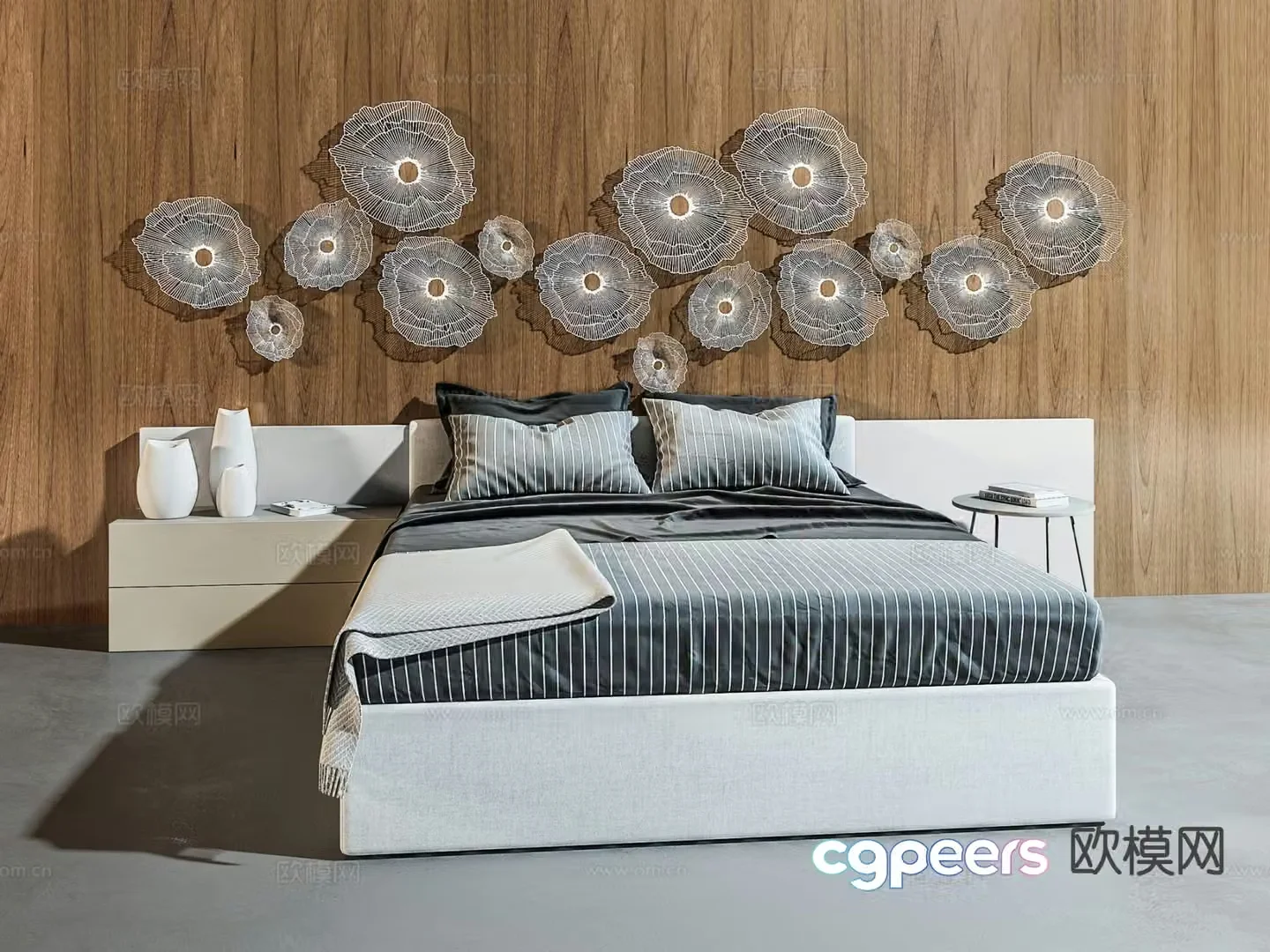 Modern double bed 3d model