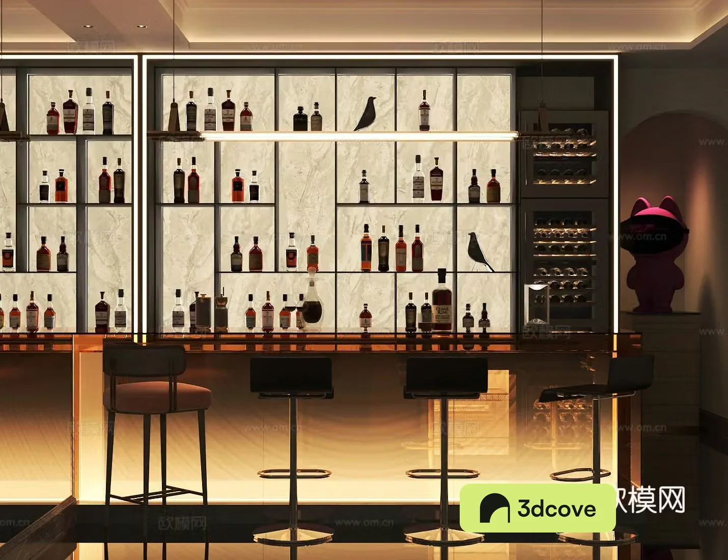Modern bar counter Gradient glass island
