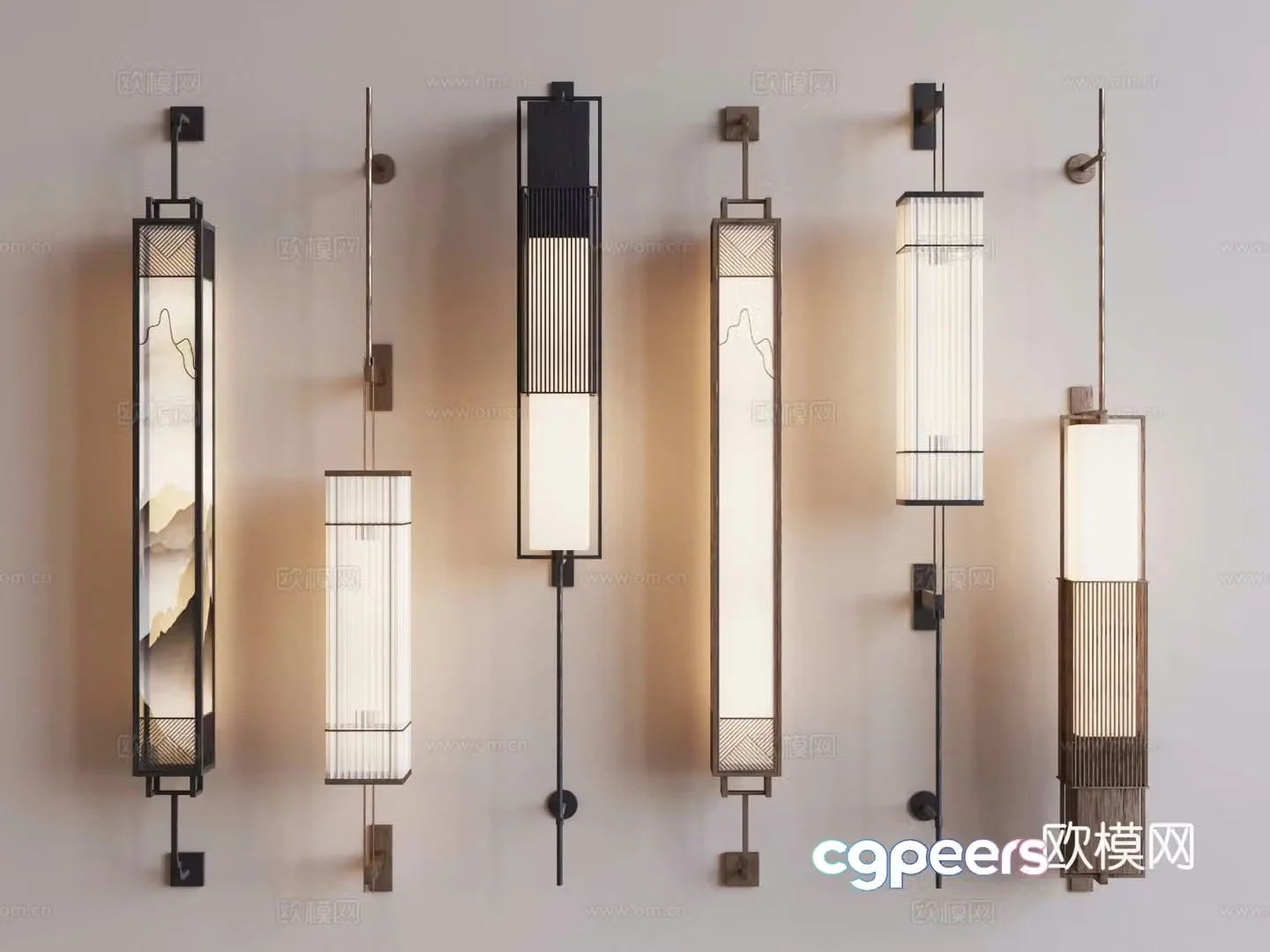 New Chinese style wall lamp garden lamp 3d model