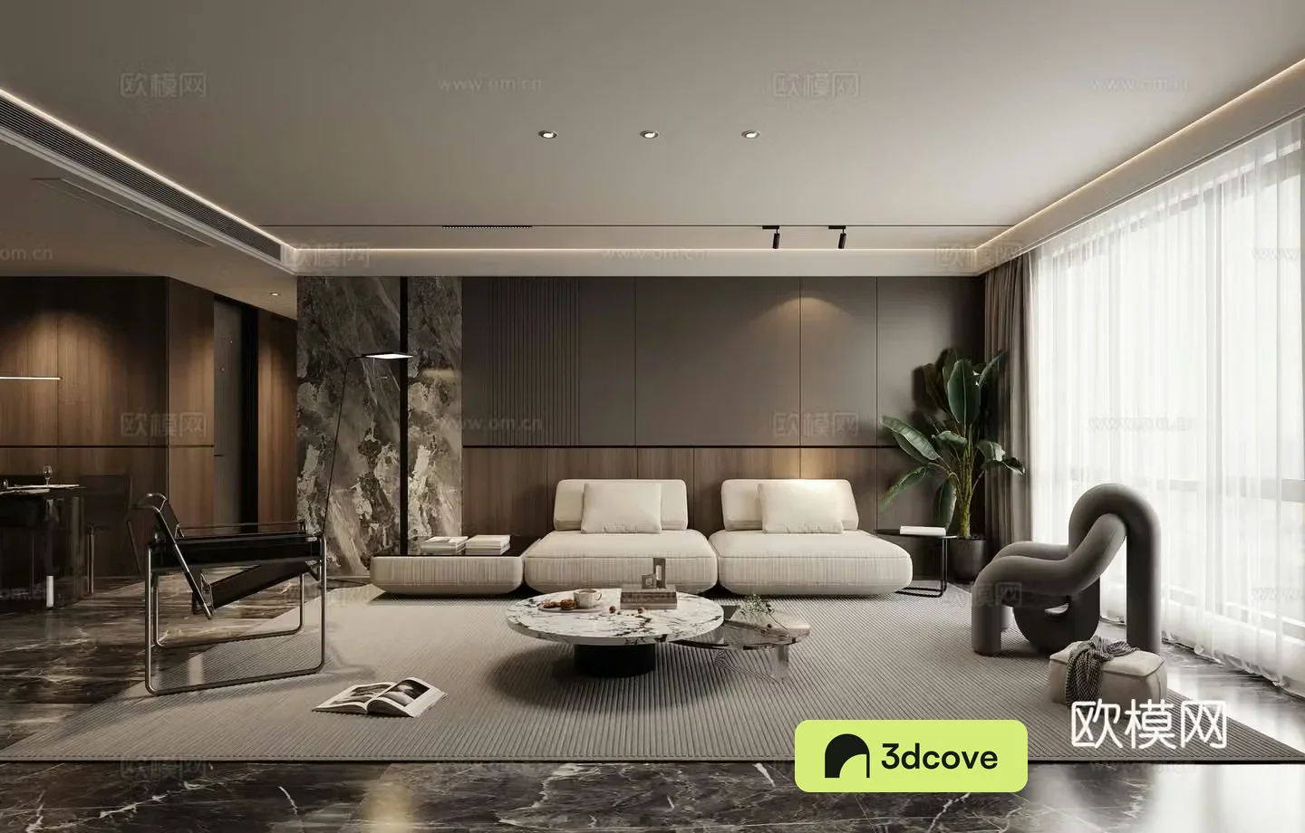 Modern high-end gray living room