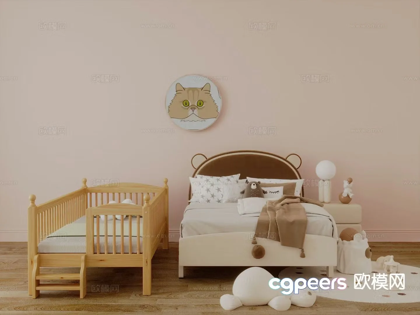 Modern children’s bed crib stroller 3d model