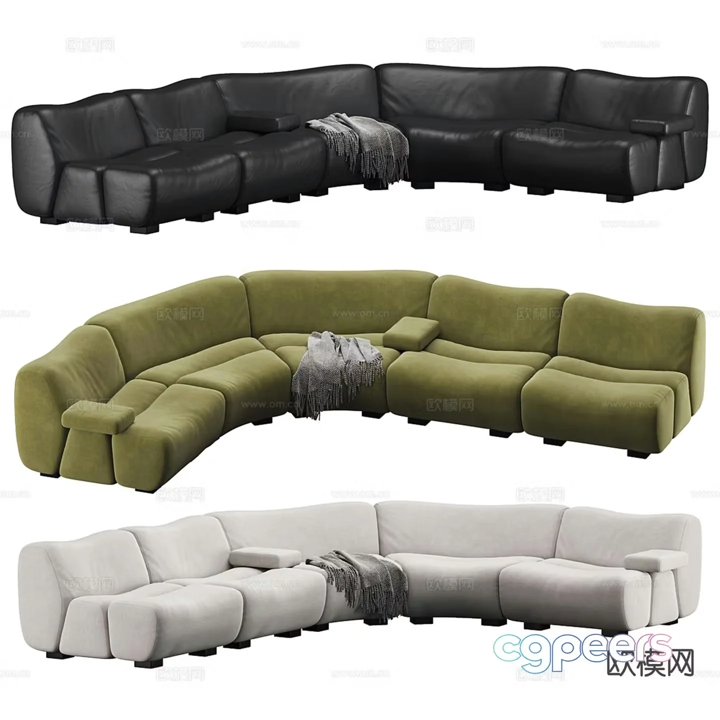Ernest curved sofa multi-person sofa 23d model