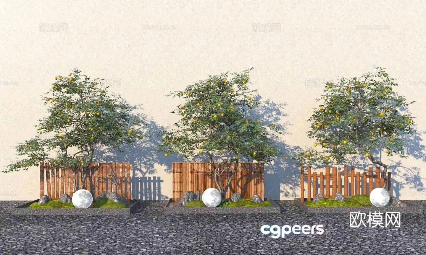 Modern tree lemon tree 3d model
