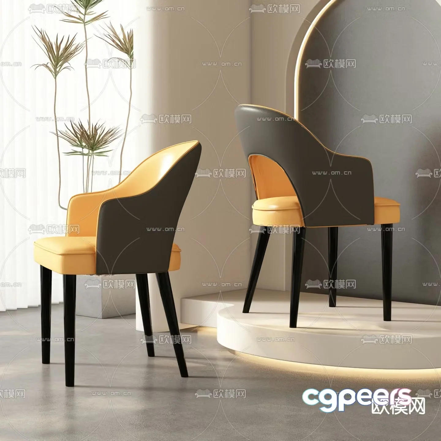 leather chair dining chair 3d model