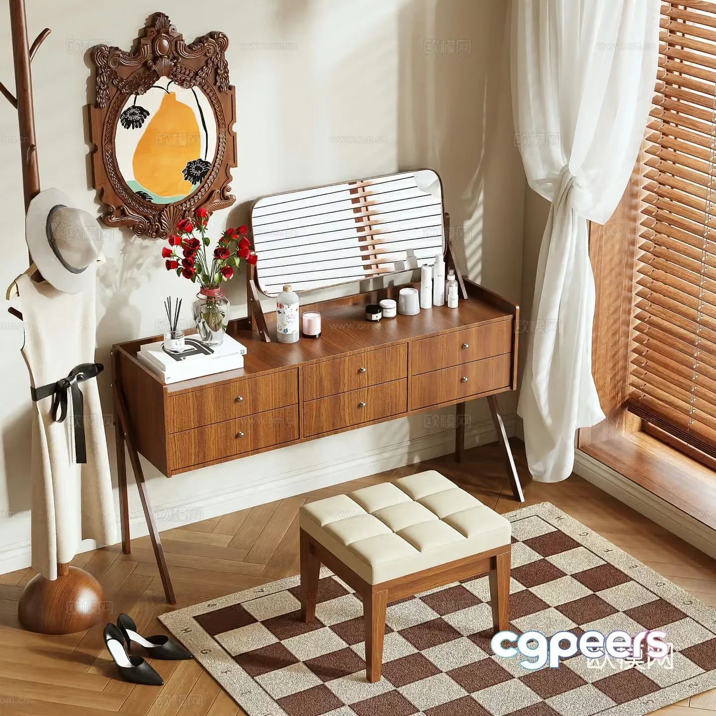 Medieval style dressing table 3d model