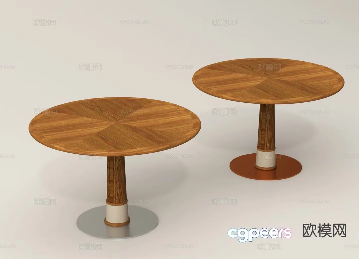 Log style dining table round table 3d model