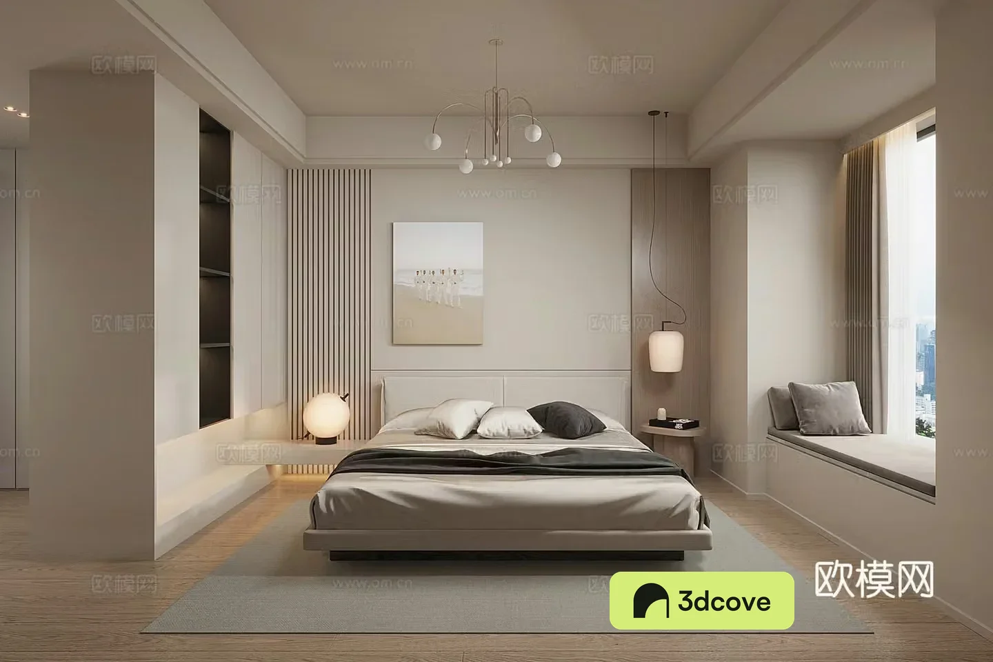 Creamy Bedroom Master Bedroom with Bathroom