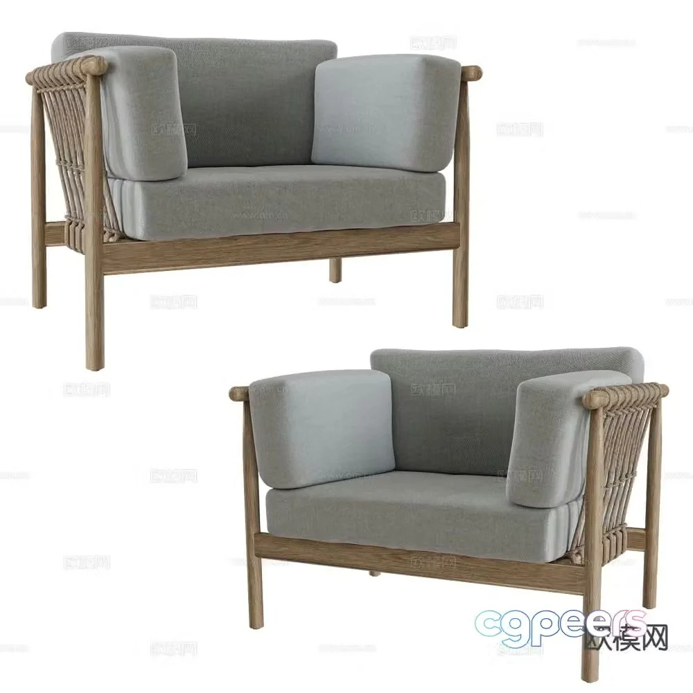 Sifas log style sofa chair leisure chair 3d model