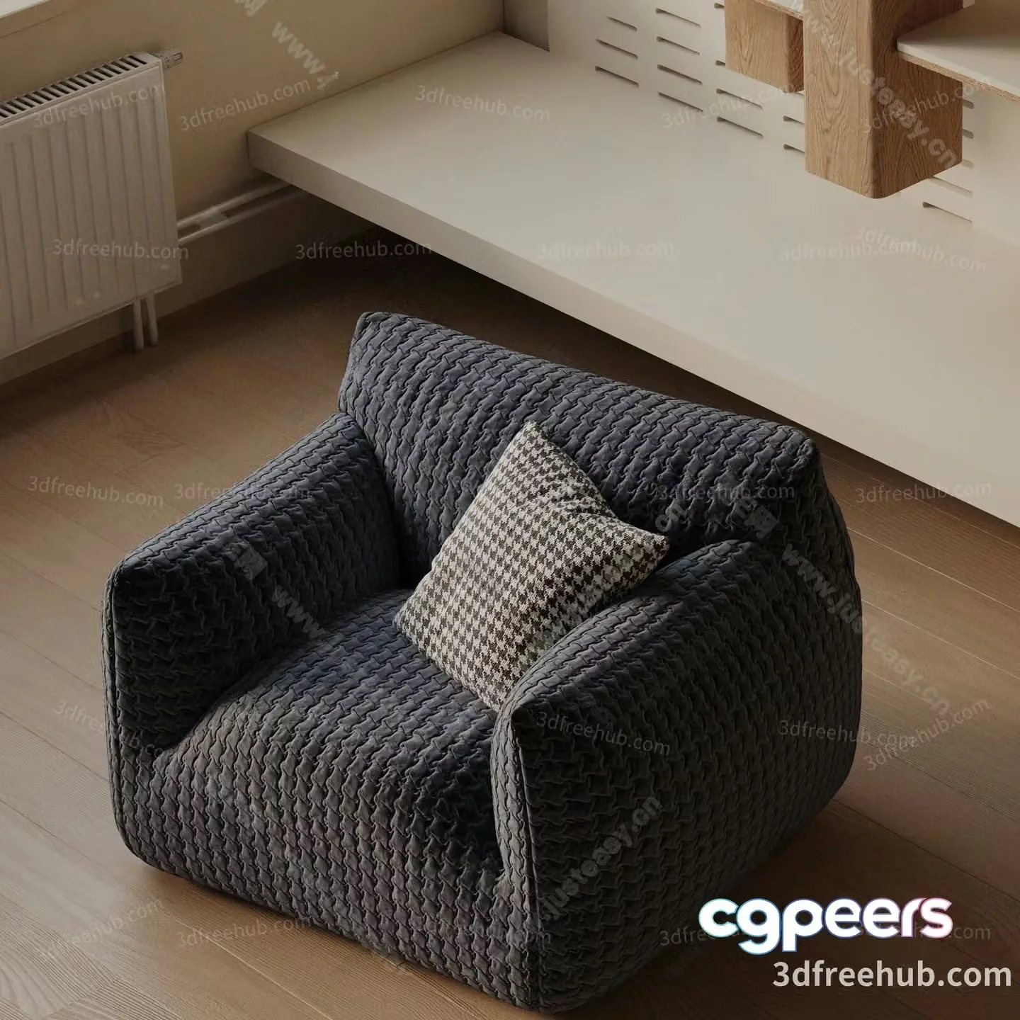 Modern Living Room 3D Model – 3451 – VRAY Render