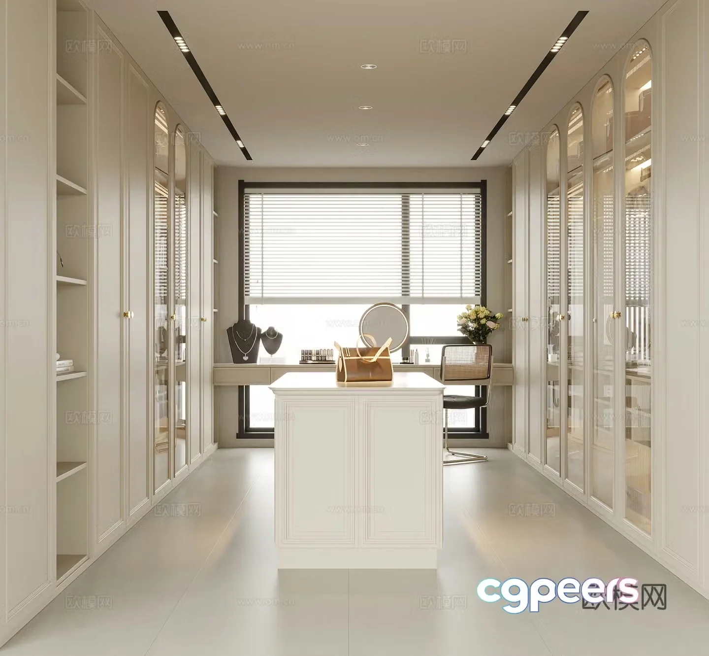 Modern island cloakroom wardrobe 3d model