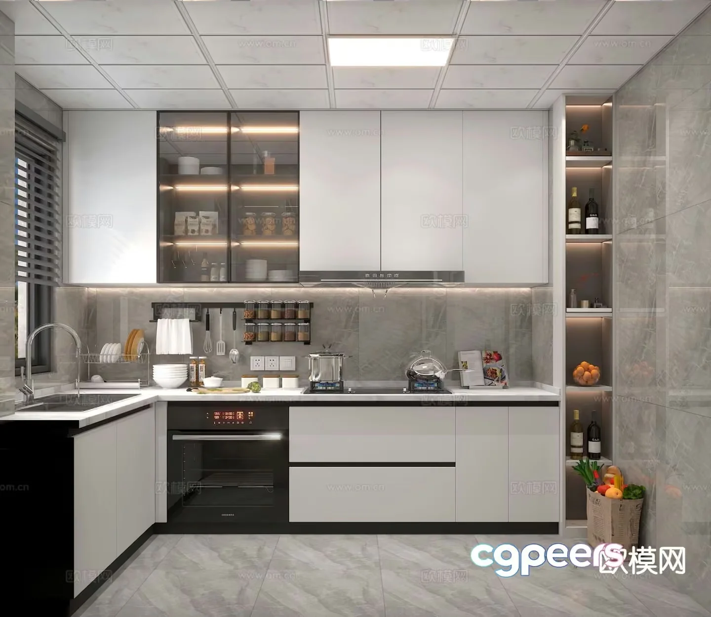 Modern Kitchen Design 3D Model – 11167 – VRAY Render