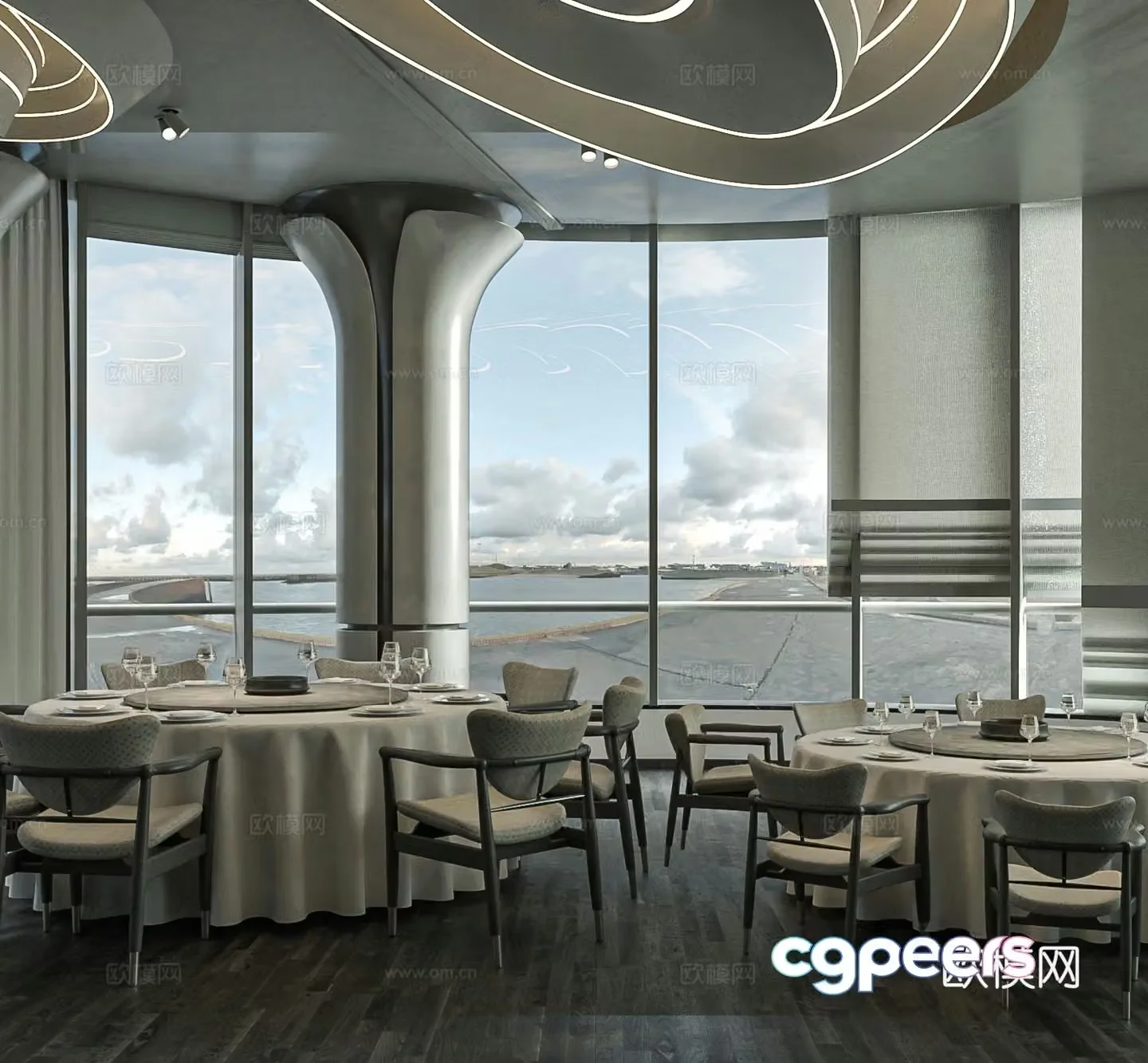 Modern Italian and Western Restaurant Executive Lounge Restaurant Kenner Design 3D Model