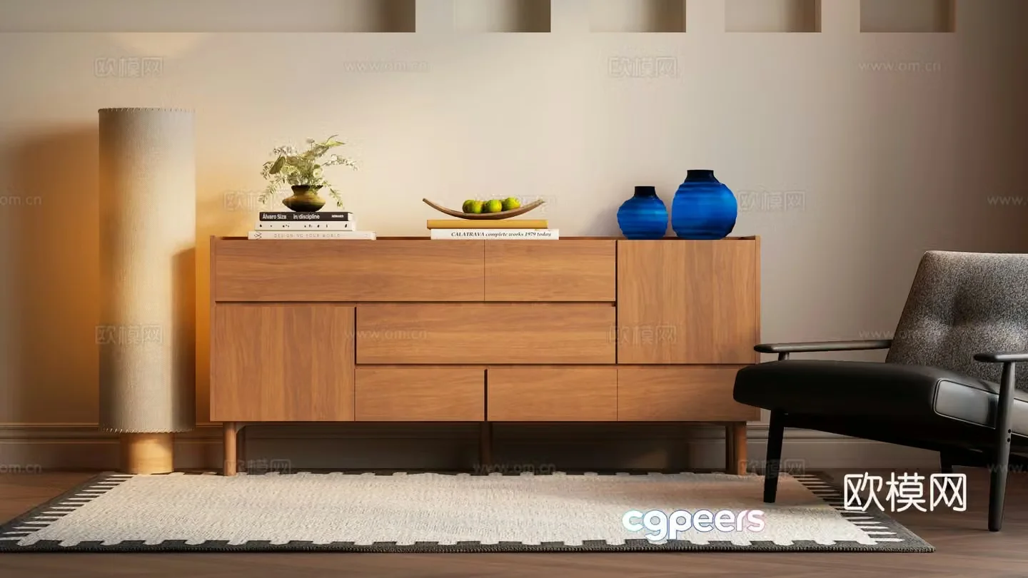 Modern Nordic decorative cabinet Nordic porch cabinet Modern Nordic sideboard Decorative cabinet 3D model
