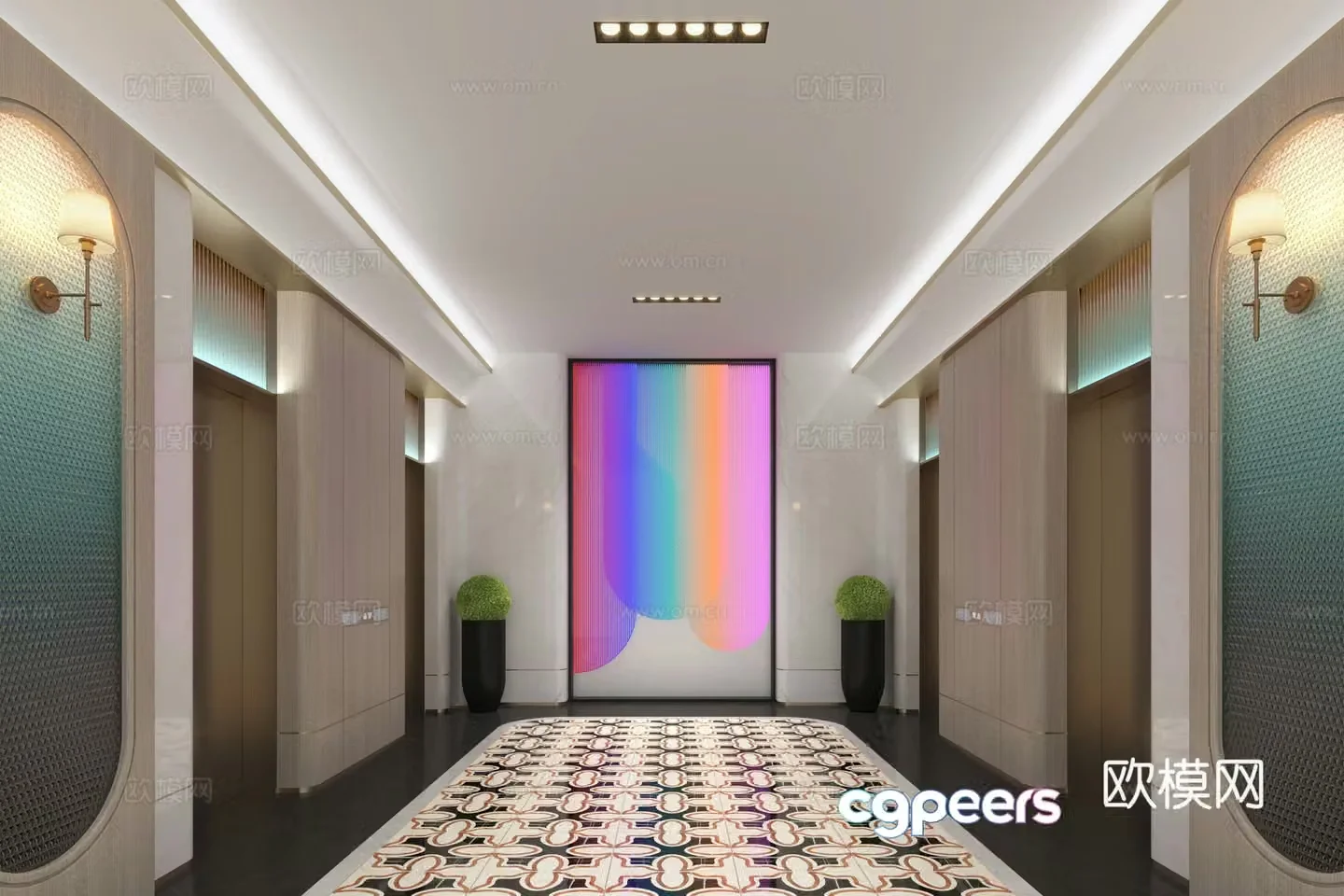 Modern hotel elevator hall club elevator hall elevator hall elevator hall aisle elevator elevator hall 3d model