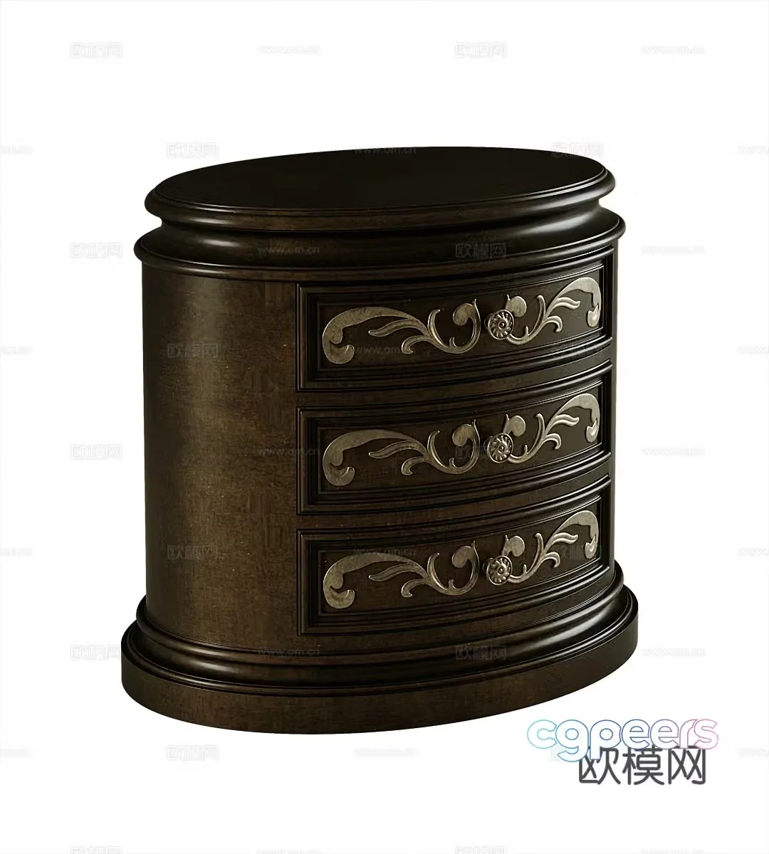 American solid wood corner table and round table 3D model
