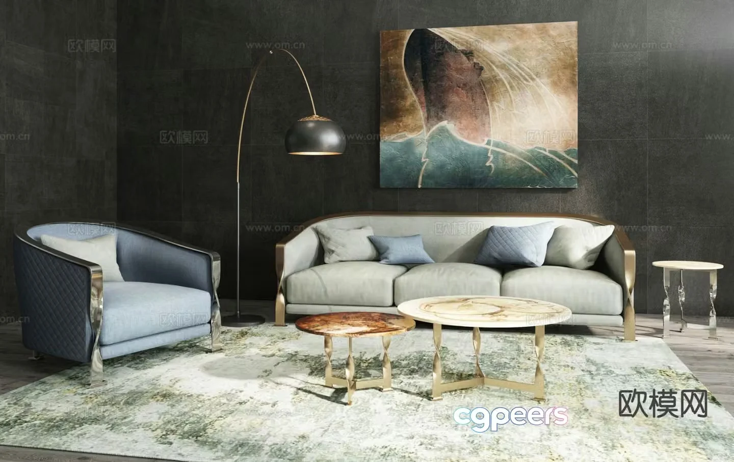 Rugiano Italian sectional sofa 3d model