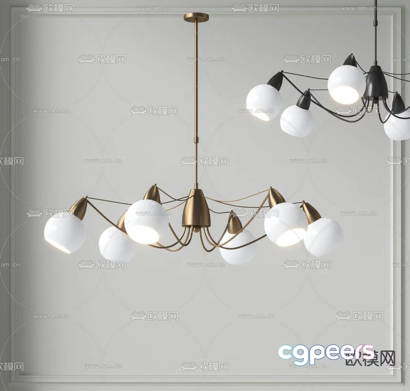 Light luxury chandelier hall chandelier 3d model