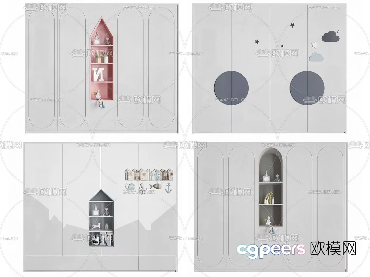 Nordic children’s wardrobe 3d model